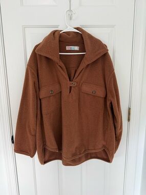 Free People FP Beach Brown Fleece Pullover Sweater